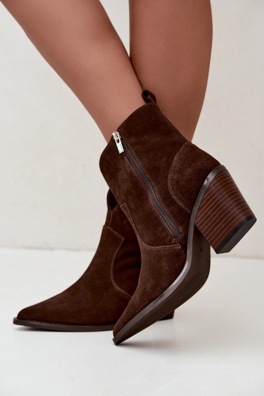 Botines de estilo cowboy color marrón chocolate con tacón Big Star