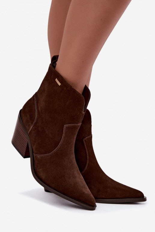 Botines de estilo cowboy color marrón chocolate con tacón Big Star