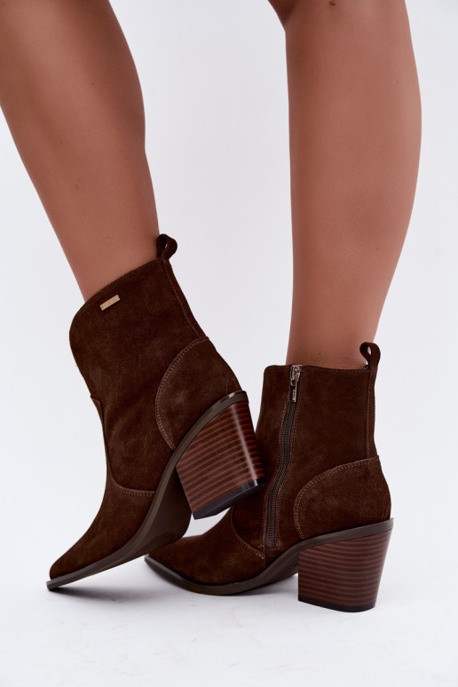 Botines de estilo cowboy color marrón chocolate con tacón Big Star
