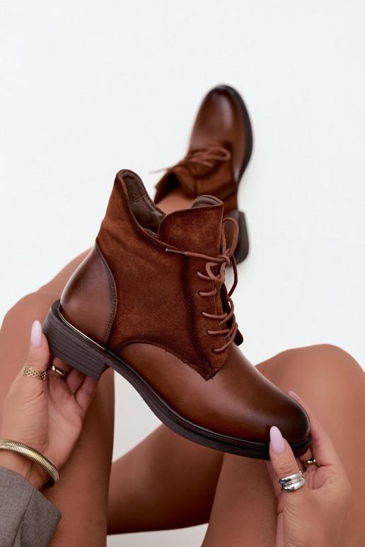 Botines marrones con tacones anchos Ismerae
