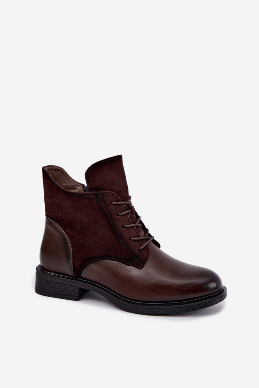 Botines de color marrón chocolate con tacones anchos Ismerae