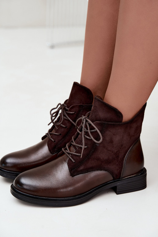 Botines de color marrón chocolate con tacones anchos Ismerae