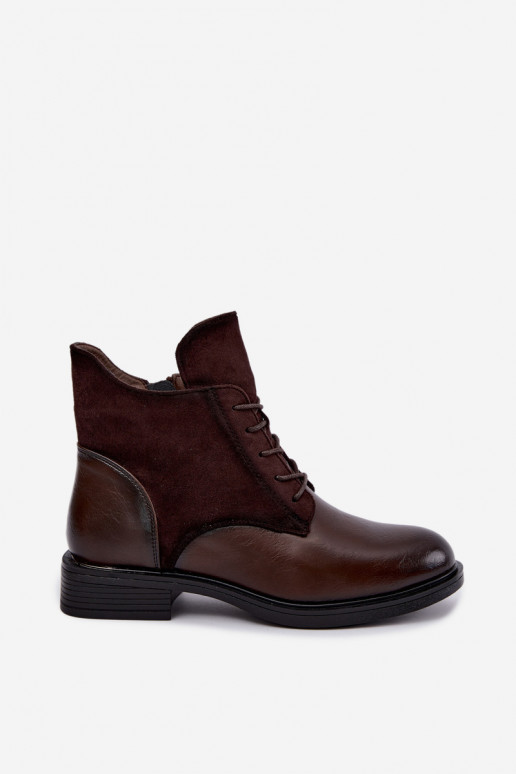Botines de color marrón chocolate con tacones anchos Ismerae