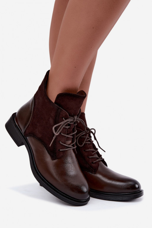Botines de color marrón chocolate con tacones anchos Ismerae
