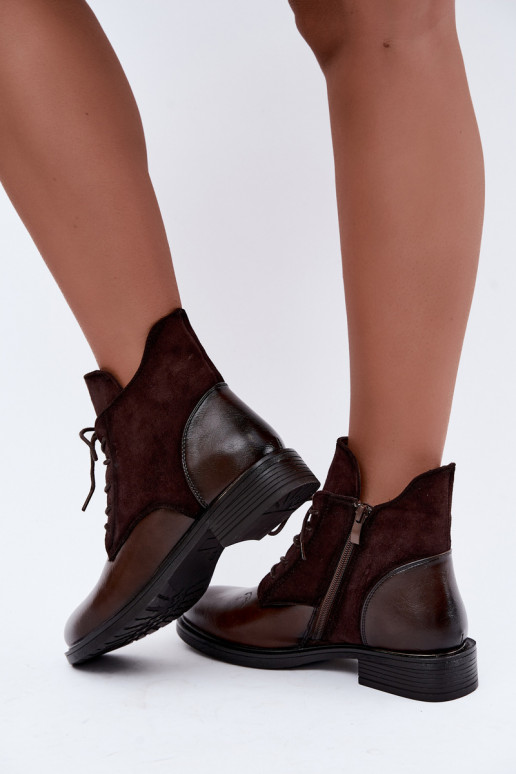 Botines de color marrón chocolate con tacones anchos Ismerae