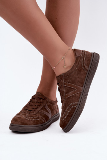 Zapatillas de cuero y ante marrones Cariva