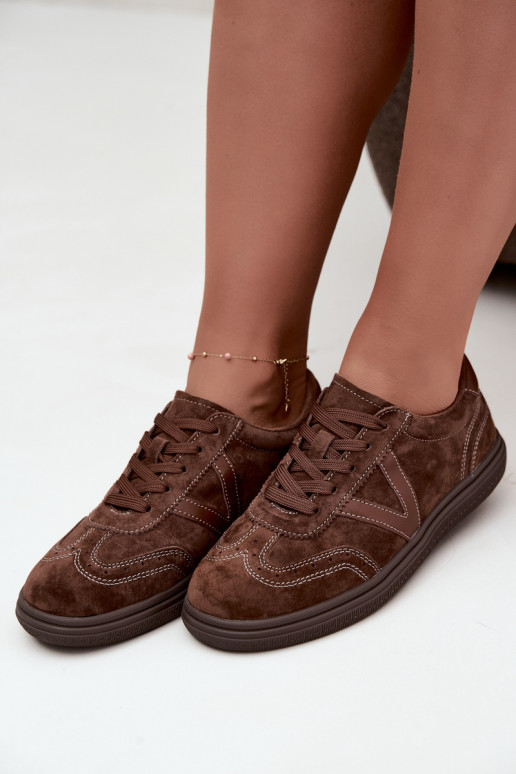 Zapatillas de cuero y ante marrones Cariva