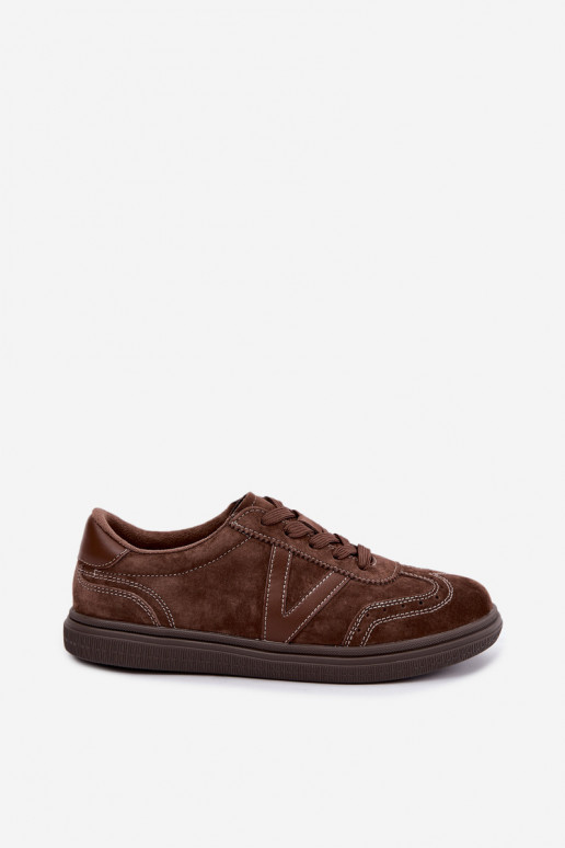 Zapatillas de cuero y ante marrones Cariva