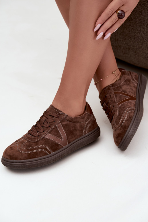Zapatillas de cuero y ante marrones Cariva