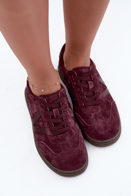 Zapatillas de cuero y ante burdeos Cariva