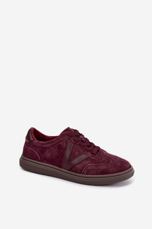 Zapatillas de cuero y ante burdeos Cariva