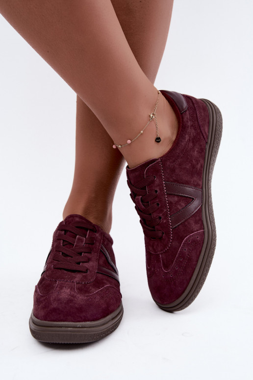 Zapatillas de cuero y ante burdeos Cariva
