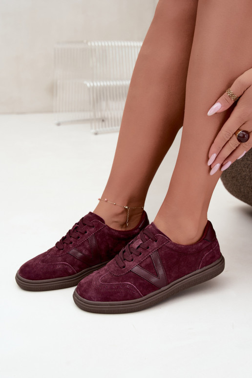 Zapatillas de cuero y ante burdeos Cariva