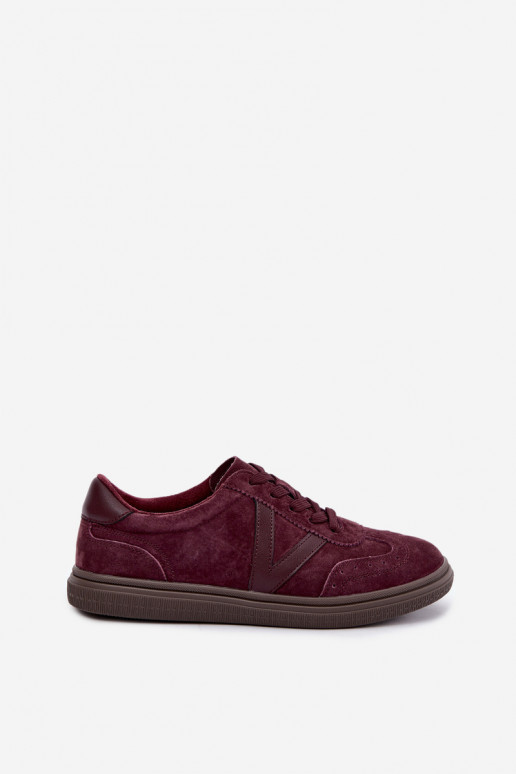 Zapatillas de cuero y ante burdeos Cariva