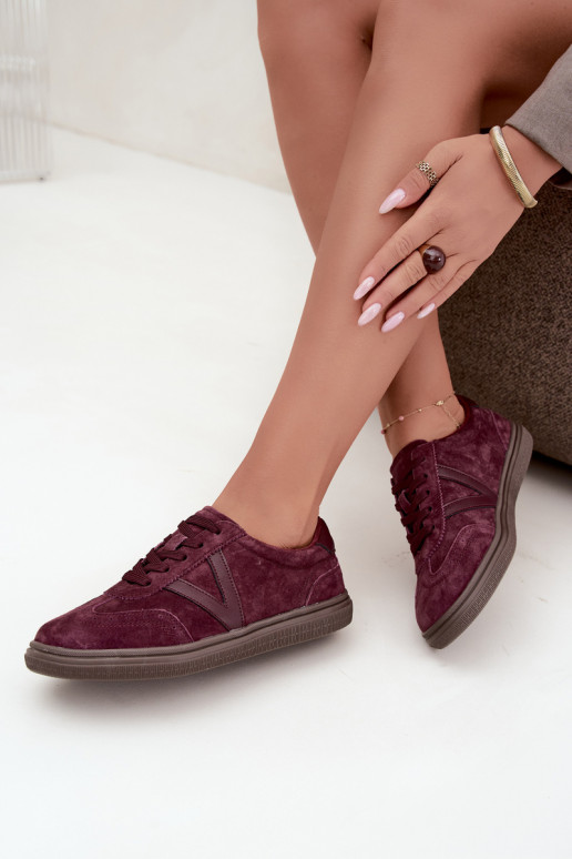 Zapatillas de cuero y ante burdeos Cariva