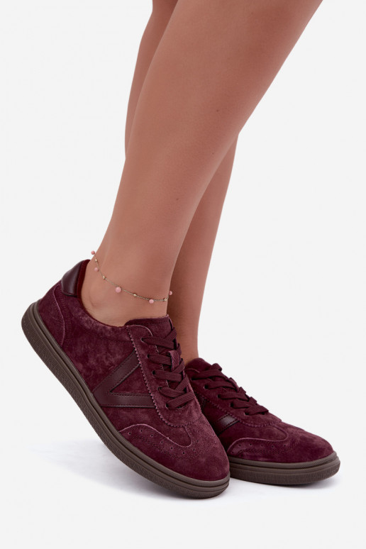 Zapatillas de cuero y ante burdeos Cariva