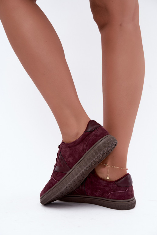 Zapatillas de cuero y ante burdeos Cariva
