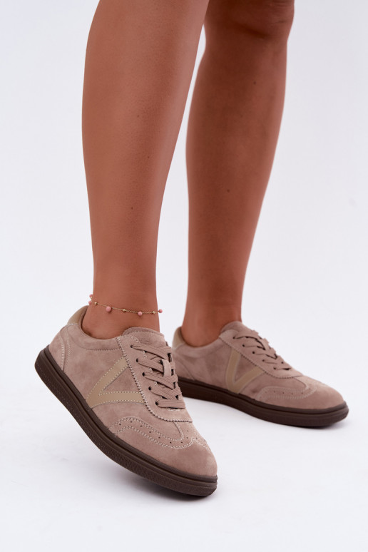 Zapatillas de cuero y ante color arena Cariva