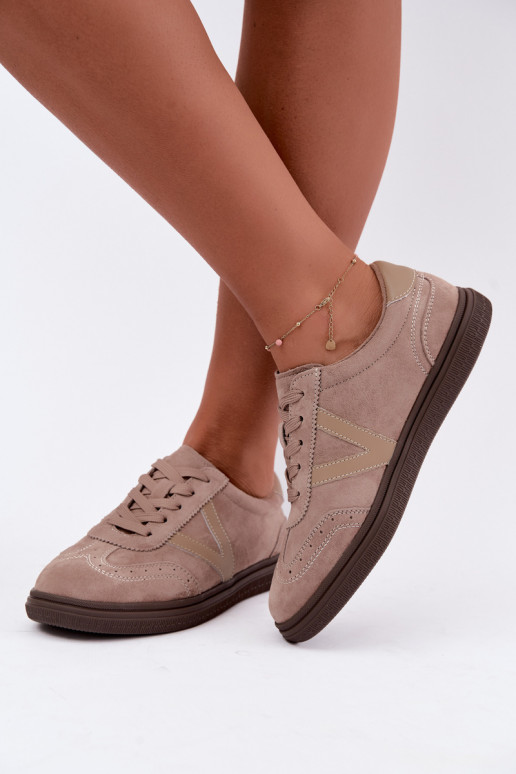 Zapatillas de cuero y ante color arena Cariva