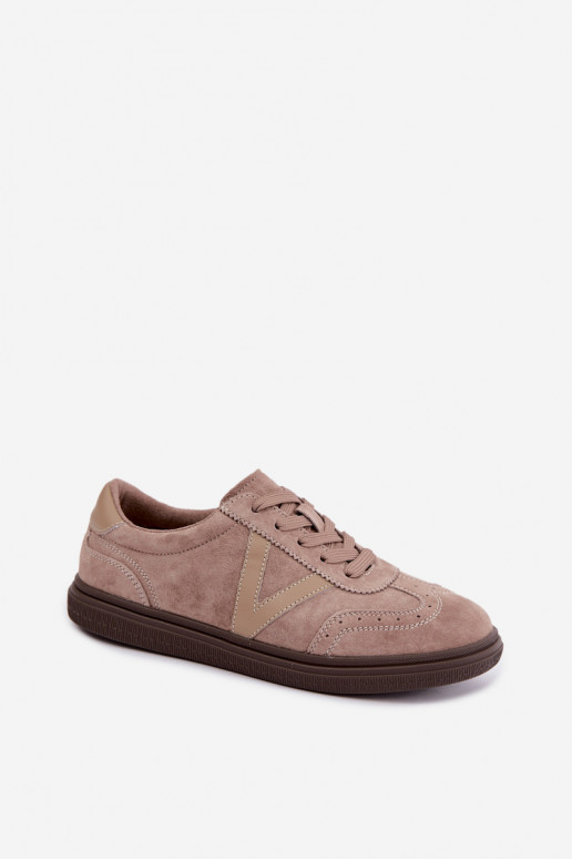 Zapatillas de cuero y ante color arena Cariva