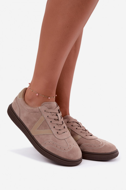 Zapatillas de cuero y ante color arena Cariva