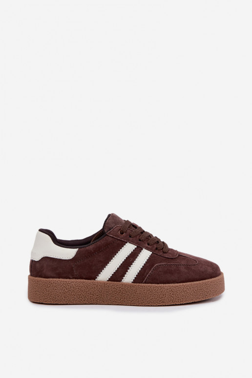 Zapatillas de ante color chocolate y blanco Bellmont