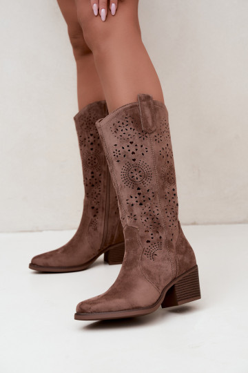 Botas largas de estilo cowboy marrones con cortes Garena 2