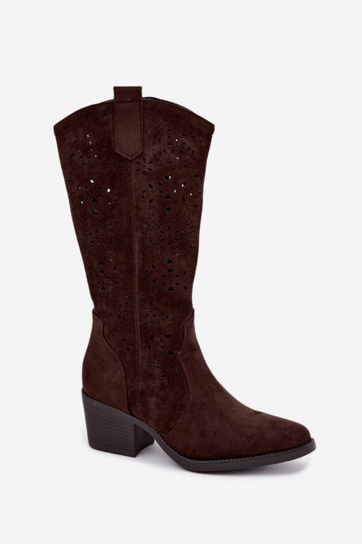 Botas de vaquero recortadas con tacón CzekoladoĮe Garena