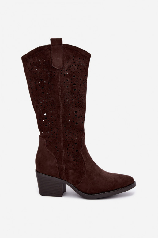 Botas de vaquero recortadas con tacón CzekoladoĮe Garena