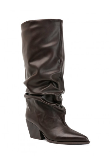 Botas altas para mujer con parte superior curva y tacones en color chocolate Durela 2