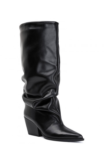 Botas altas para mujer con parte superior curva y tacones en color negro Durela 2