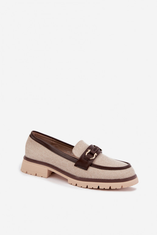 Mocasines para mujer con detalles elegantes en color arena y marrón Brika