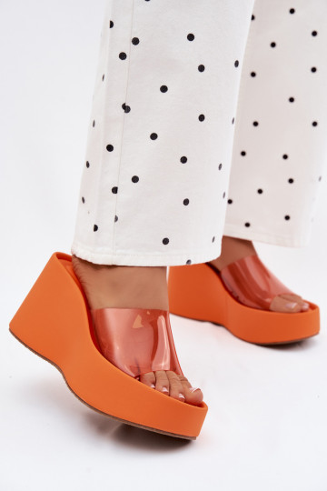 Chanclas naranjas para mujer con tiras transparentes Zolretia 2