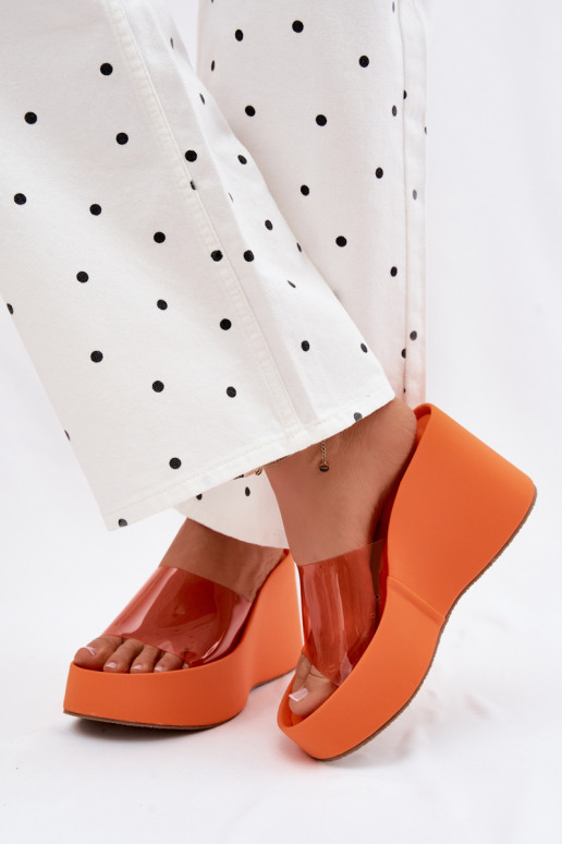 Chanclas naranjas para mujer con tiras transparentes Zolretia