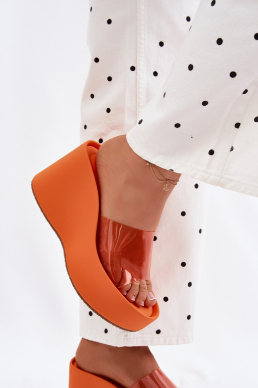 Chanclas naranjas para mujer con tiras transparentes Zolretia