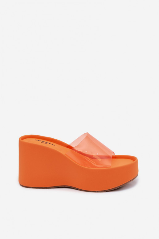 Chanclas naranjas para mujer con tiras transparentes Zolretia