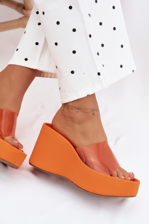 Chanclas naranjas para mujer con tiras transparentes Zolretia