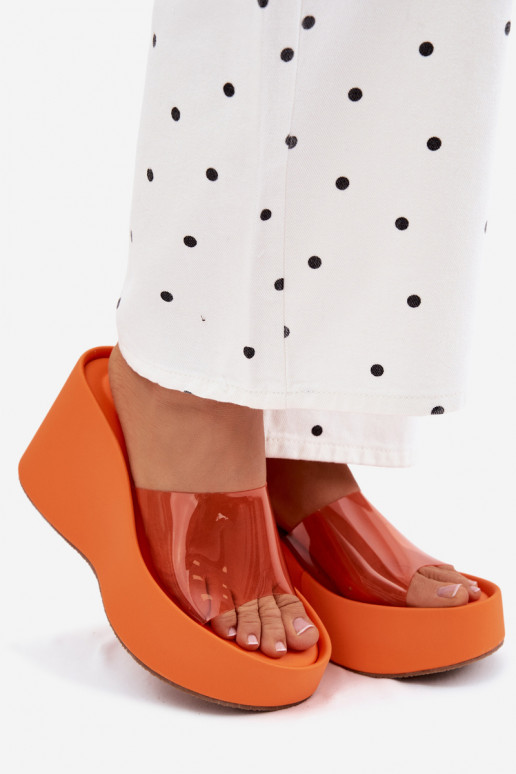 Chanclas naranjas para mujer con tiras transparentes Zolretia