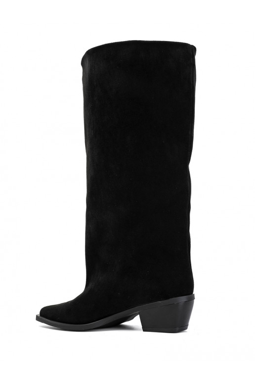 botas altas tipo slip-on con tacones de ante sintético negras Casella