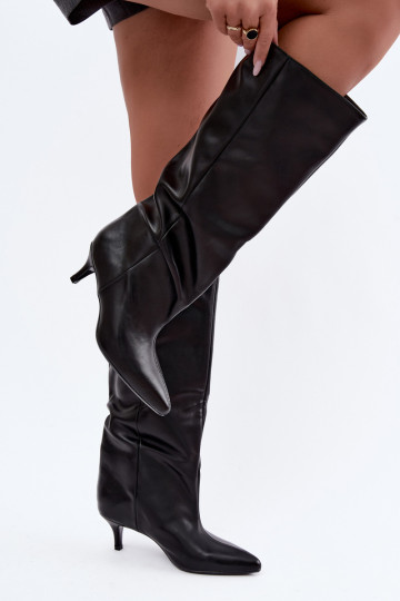 Botines con tacón de ante sintético negro Desya