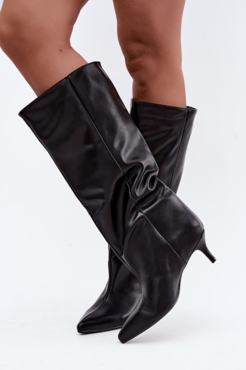 Botines con tacón de ante sintético negro Desya 2