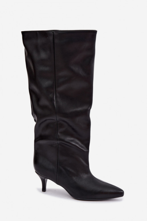 Botines con tacón de ante sintético negro Desya