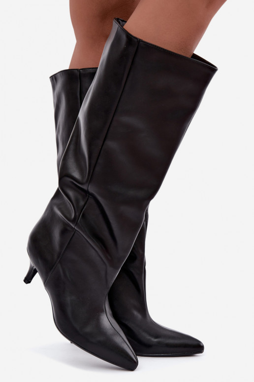 Botines con tacón de ante sintético negro Desya