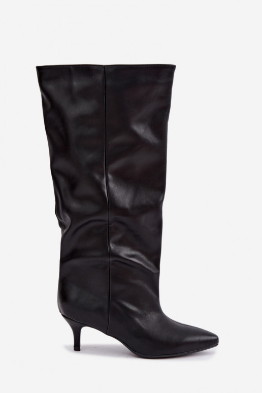 Botines con tacón de ante sintético negro Desya