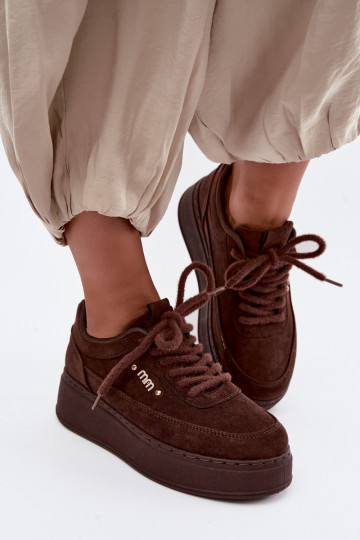Zapatillas de ante con plataforma en chocolate Teysa 2