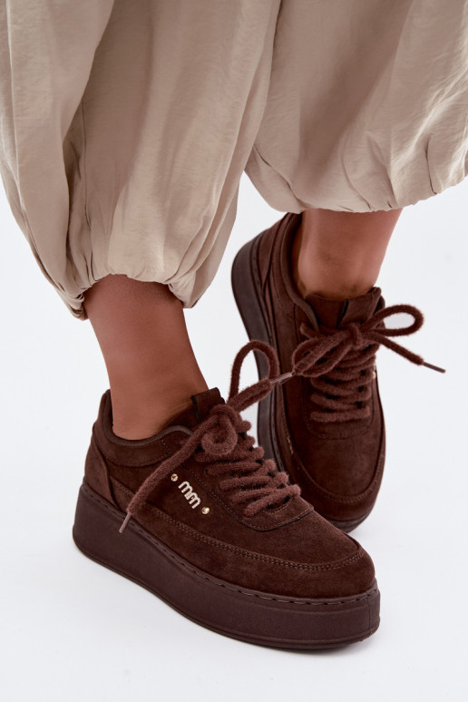 Zapatillas de ante con plataforma en chocolate Teysa