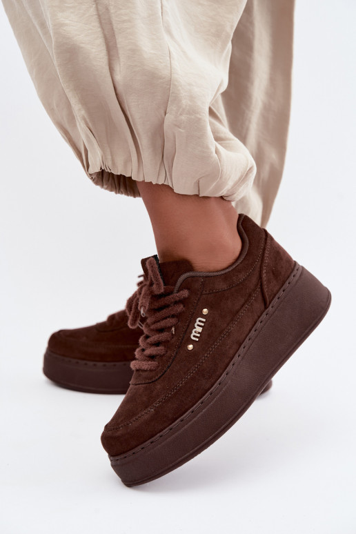 Zapatillas de ante con plataforma en chocolate Teysa