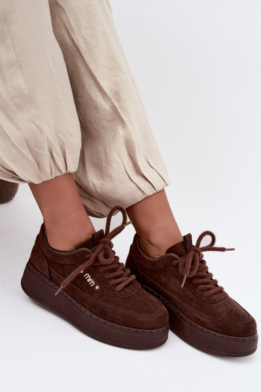 Zapatillas de ante con plataforma en chocolate Teysa