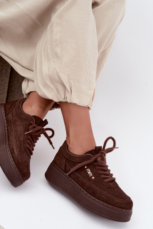 Zapatillas de ante con plataforma en chocolate Teysa
