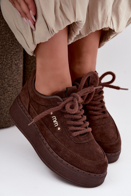 Zapatillas de ante con plataforma en chocolate Teysa